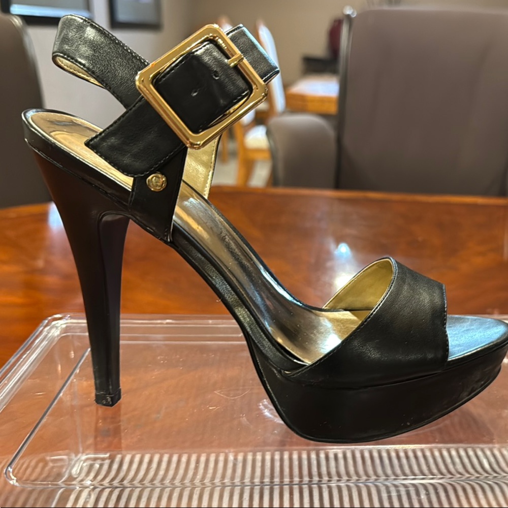 Guess Black and Gold High Heel Sandals